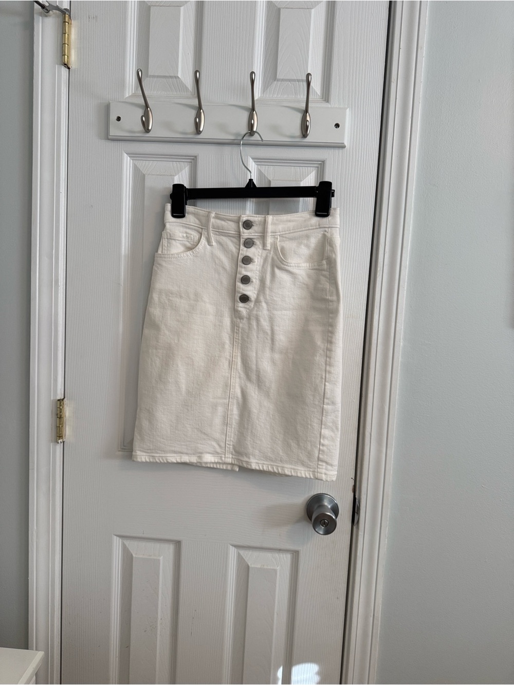 Banana Republic High-Rise Button-Front White Denim Skirt